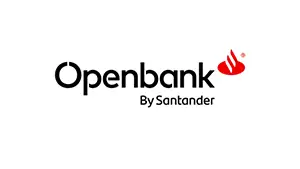 Openbank Logo mit rotem Flammen-Icon und dem Zusatz By Santander